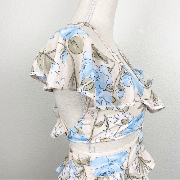 For Love & Lemons Cadence Maxi Dress Ruffle Floral - Picture 3 of 16